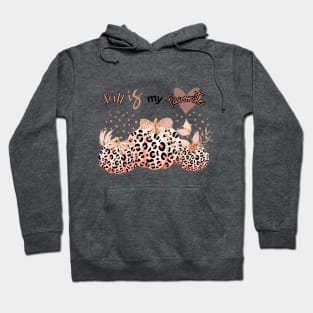 Fall is My Favorite with Leopard Pumpkins in Pink Hoodie